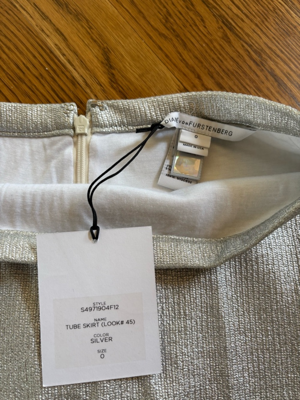 Diane von Furstenberg Silver Metallic Tube Skirt